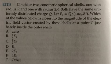 Solved Consider Two Concentric Spherical Shells One With