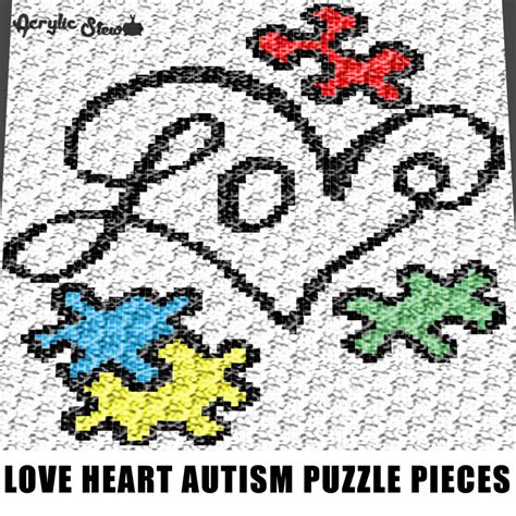 Graphgan Pattern Corner To Corner C2C Crochet Love Heart Autism