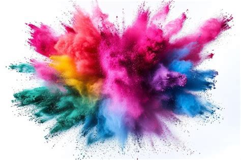 Premium Photo Multicolor Powder Explosion On White Background