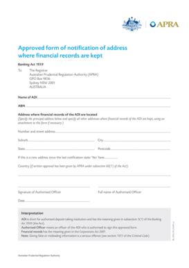 Fillable Online Apra Gov Approved Form Of Notification Of Address