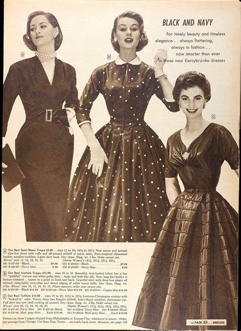 Sears Roebuck Fall 1955 Fifties Fashion Fifties Style Vintage