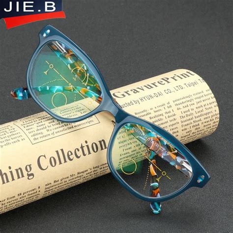 Jie B Brand New Acetate Multi Focal Progressive Reading Glasses Women Diopter Glasses Presbyopic