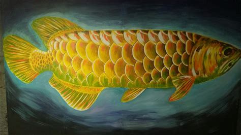 Arowana Fish Acrylic Painting 40by 60 Inches Arowanafish