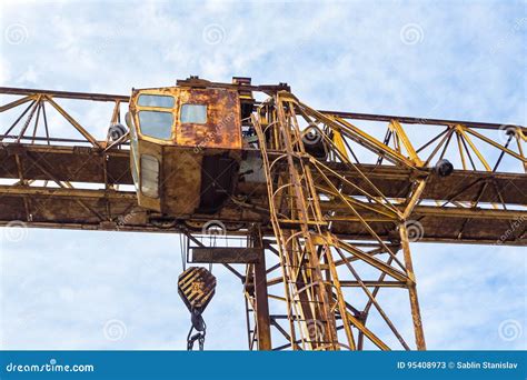 Old Construction Crane The Rear Portion Of A Construction Crane Stock