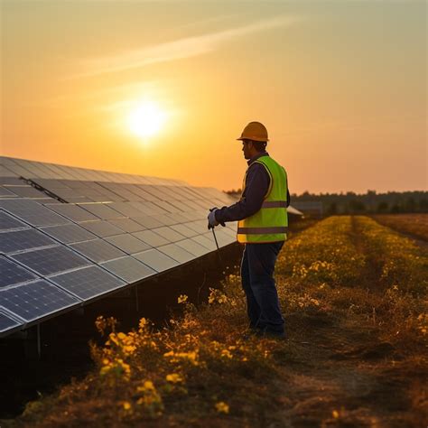 Premium Photo Engineer Working On Checking Equipment In Solar Power Plant