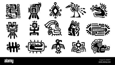 Mayan Symbols Ancient Civilization Religious Totem Characters