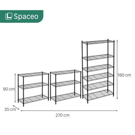 Scaffale In Kit 12 Ripiani L 270 X P 35 X H 180 Cm Nero Portata Per