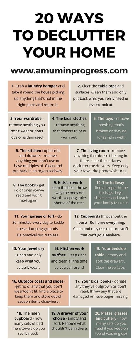 20 Ways To Declutter Your Home Infographic Decluttering Tips How To