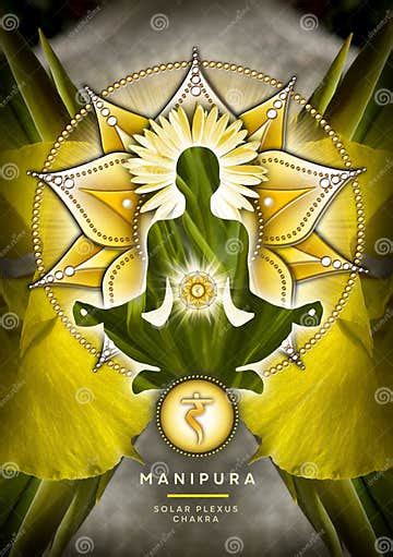 Solar Plexus Chakra Meditation In Yoga Lotus Pose In Front Of Manipura