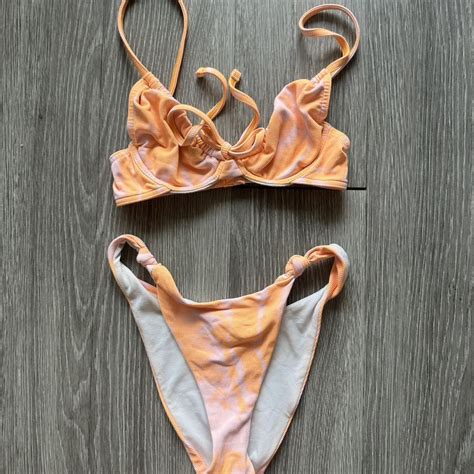 ASOS Orange Pink Bikini Worn Once Whitefox Depop