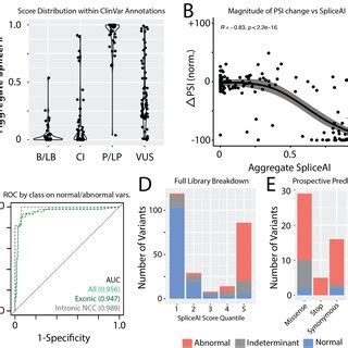 Comparison Of Experimental Data And In Silico SpliceAI Scores A