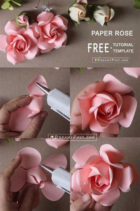 14 Tutorials To Make Paper Roses Free Template Paper Flower Patterns