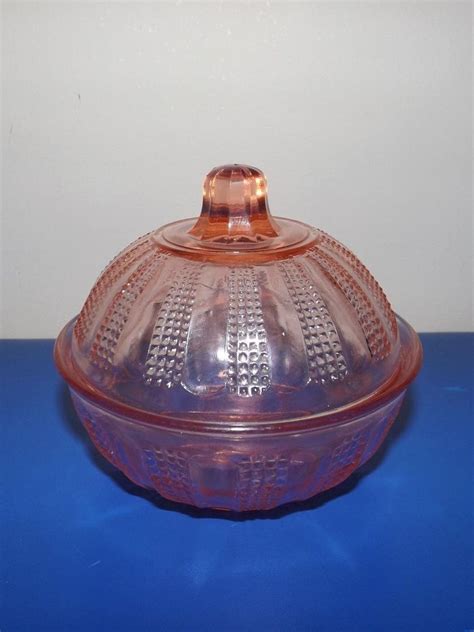 Vintage Pink Depression Glass Candy Dish With Lid 1908125460