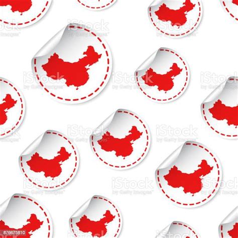 Cina Peta Stiker Latar Belakang Pola Mulus Pictogram Label Konsep
