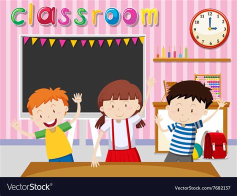 Children Being Happy In Classroom Royalty Free Vector Image