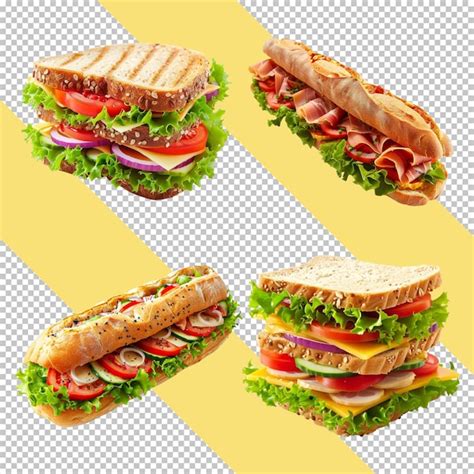 Premium Psd Psd Sandwich Set With Ham And Vegetables On The