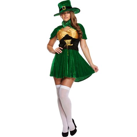 Ladies Leprechaun Costume Halloween Irish Style Famcy Dress Outfit Ebay