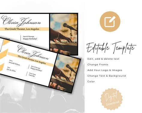 Editable Concert Ticket Template DIY Event Ticket Custom - Etsy