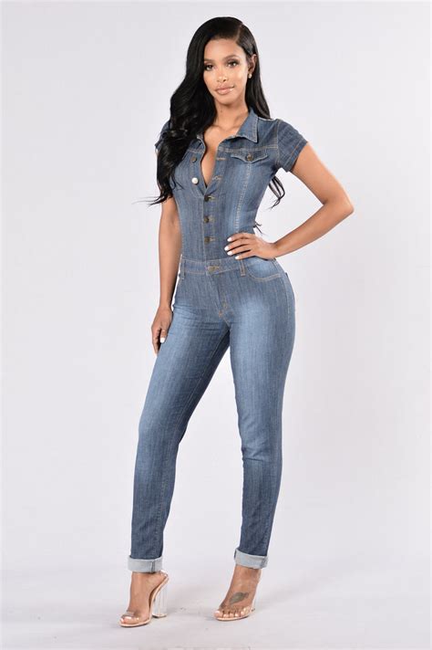 Jump Into Denim Jumpsuit Dark Indigo Fashion Nova Jumpsuits Fashion Nova