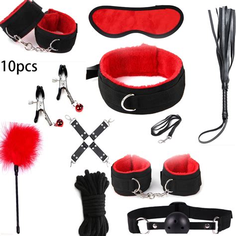 Factory Outlet 10 Pcs Set Sexy Lingerie Bdsm Sex Bondage Set Hand Cuffs
