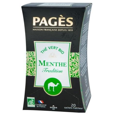 Pages Thé Vert Menthe Tradition Bio 20 sachets lot de 3 Cdiscount