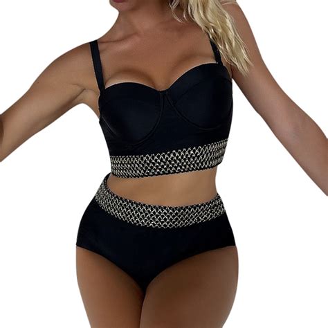 Gubotare High Waist Bikini Set Sexy Push Up Cropped Swimsuit Women