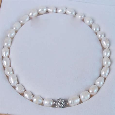 NEW 10 12MM White Freshwater Cultured Pearl Necklace 18 LL002 In