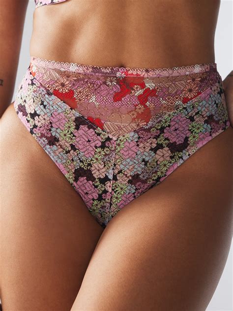 Penthouse Sweet Lace High Waist Thong In Multi Pink Purple Savage