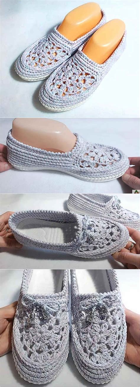 Crochet Flower Moccasin Shoes