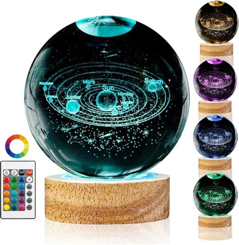 PLANET 3D CRYSTAL Ball Laser Engraving Solar System LED Ball Light