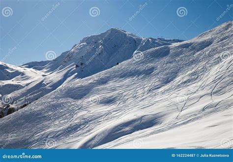 Ski Tracks on the Mountain Slope Stock Image - Image of tracks, paradiski: 162224487