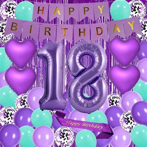 Amazon Purple Th Birthday Party Decorations Supplies Purple