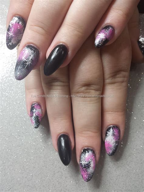 Eye Candy Nails And Training Black Gel Polish With Pink And White