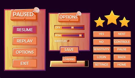 Wooden Game Ui Kit Pop Up Button Progress Bar Menu For 2d Gui Games