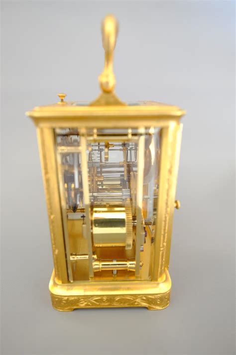 Antique French Engraved Striking Carriage Clock