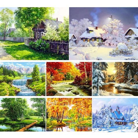 5d Diy Pintura Diamante Paisagem Natureza Ponto Cruz Kit Broca Cheia