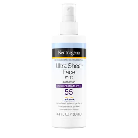 Neutrogena Ultra Sheer Face Mist Sunscreen Broad Spectrum Spf 55 Shop Sunscreen And Self Tanners