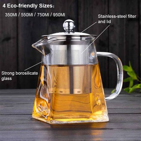 Heat Resistant Glass Teapot With Stainless Steel Tea Orbisify