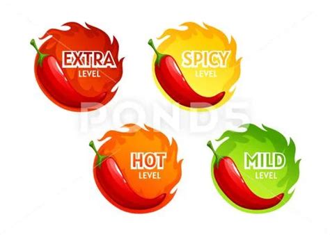 Hot Spicy Level Labels Of Pepper Chili In Food Illustration 167192568