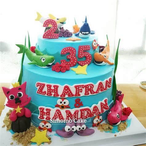 Baby shark cake pinkfong cake pink fong cake (FREE DELIVERY), Food ...