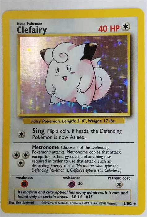 Pokemon Clefairy Holo Rare Unlimited Edition Pokemon Base Set