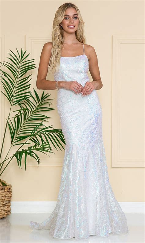 Iridescent Embellished Long Prom Dress Promgirl