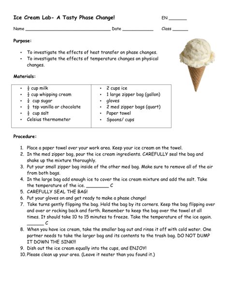 Ice Cream Lab A Tasty Phase Change