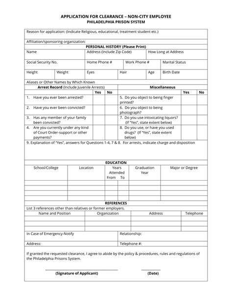 City Of Philadelphia Pennsylvania Application For Clearance Non City