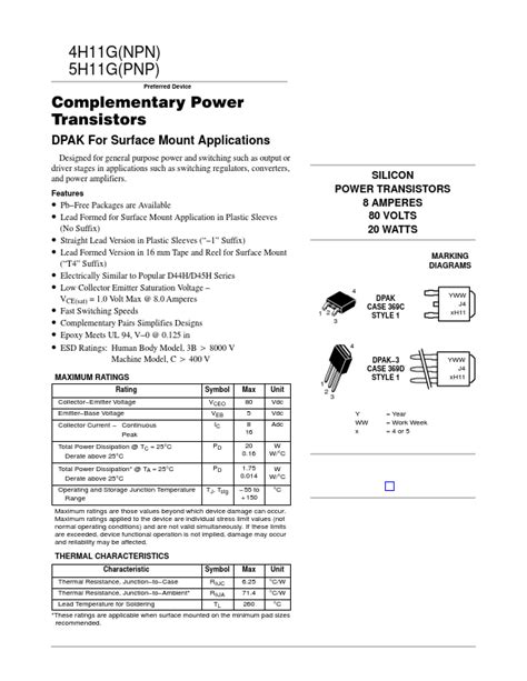 H G Datasheet Pdf Complementary Power Transistors