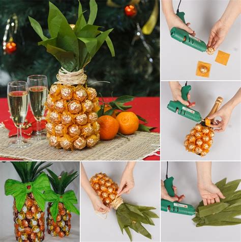 Wonderful Diy Pineapple Shaped Gift With Chocolate And Champagne