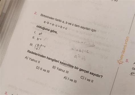 3 2 Birbirinden Farklı A B Ve C Tam Sayıla Lise Matematik