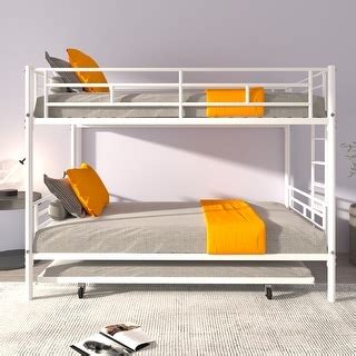 Twin Size Heavy Duty Bunk Bed W Staircase Trundle For Unisex White