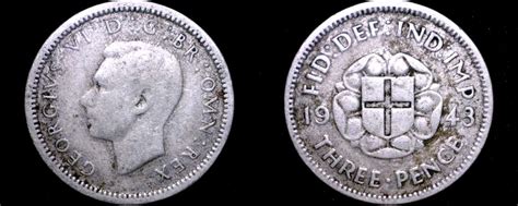 1943 Great Britain 3 Pence World Silver Coin Uk For Sale