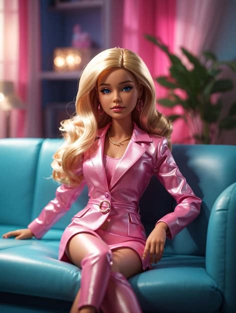 Premium Ai Image Barbie Doll Sitting In Living Room